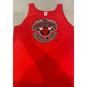 Chicago Bulls 1996 VTG Logo 7 Red Tank Top Size XL NBA Finals Conference Champs